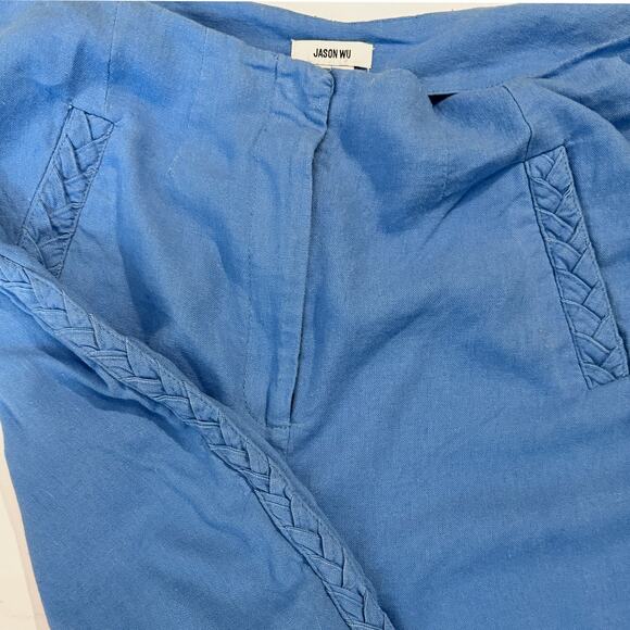 Jason Wu Linen Blend Wide-Leg Pants – Size 6 – Bright Blue - Picture 3 of 6